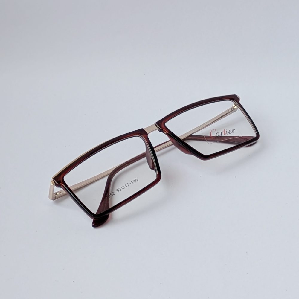 Cartier Rectangular Brown & Gold Optical Eyeglass Frame for Men - Image 3